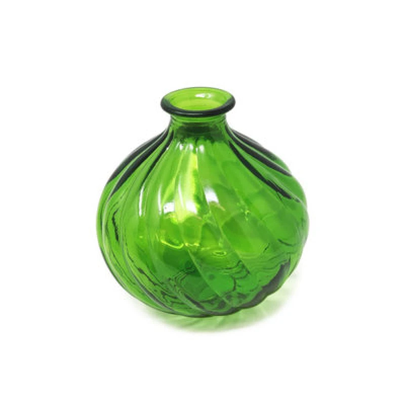 Image of Verano Spanish Ceramics Recycled Glass Ola Lime Green Home Decor Small Round Vase (H) 17Cm