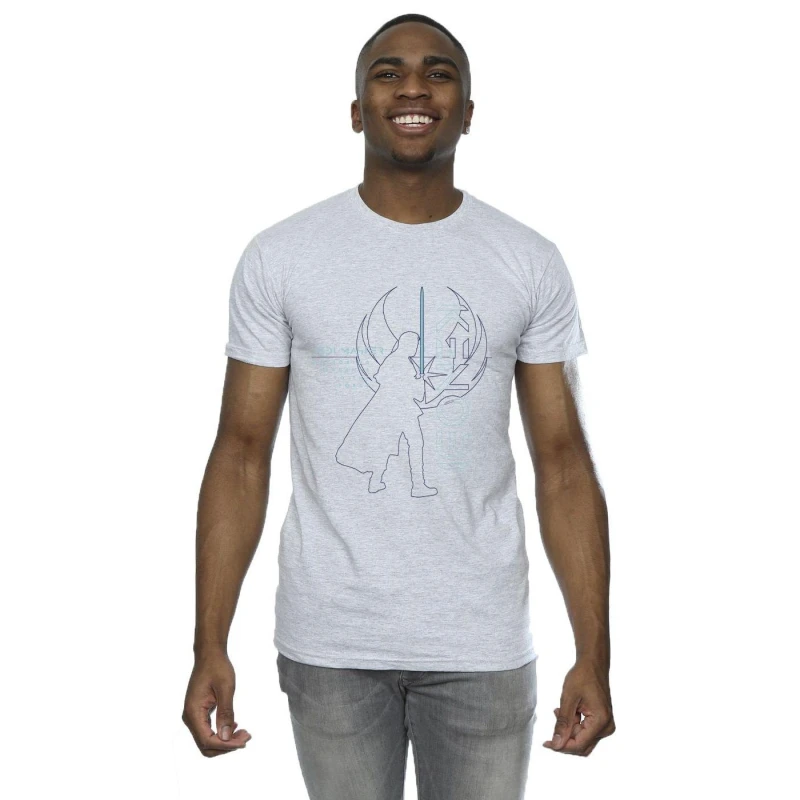 Image of Star Wars Star Wars Men Obi-Wan Kenobi Jedi Master Balance T-Shirt in Grey Size: Small Grey S Male 5059934427877
