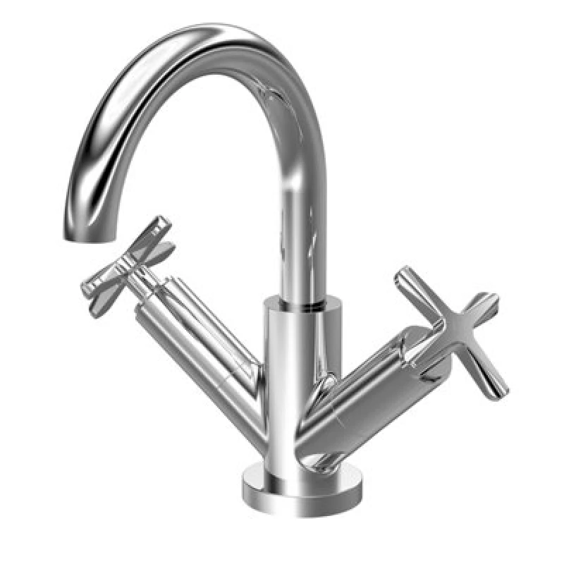 Image of Balterley Mono Basin Mixer Crosshead Tap Push Button Waste Chrome Silver unisex