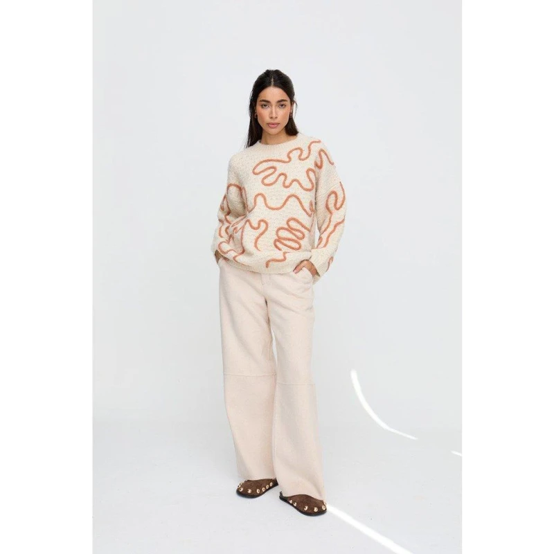 Image of Raffya Raffya Elton Embroidered Jumper In Cream Cream female 8 (XS)