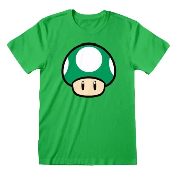 Image of Super Mario - 1-UP Mushroom Unisex Medium T-Shirt - Green
