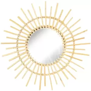 Image of Angelica 59.5cm Wooden Rattan Wall Mirror - Brown - Nicola Spring