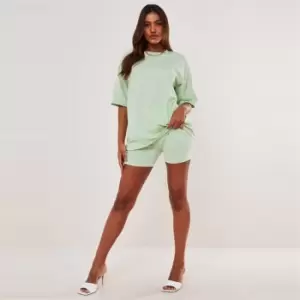 Image of Missguided Coord Tshirt & Cycling Short Missguided - Green