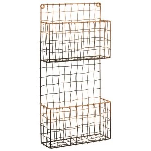 Image of Premier Housewares Interiors by Premier Mimo Wire Wall Mounted Magazine Rack - Black/Rose Gold Finish