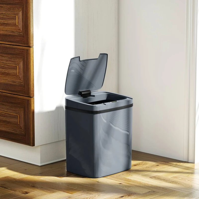 Image of HOMCOM 15L Sensor Bin, Automatic Touchless Kitchen Bin, Battery Operated in Grey Grey Unisex