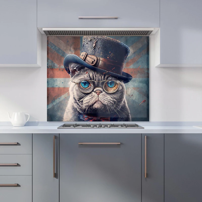 Image of Warren Reed - Designer British Shorthair Cat Kitchen Splashback Size: 700mm x 750mm Multicolor Unisex 700mm x 750mm