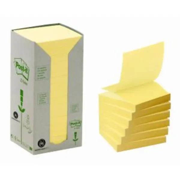 Image of Post-it Z-note Tower Recycled 100 Sheets per Pad 76x76mm Yellow Ref 142896