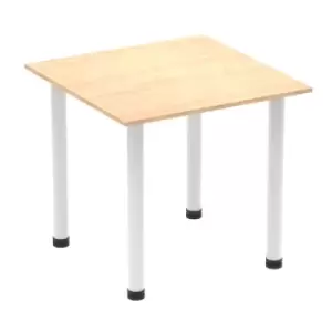 Image of Impulse 800mm Square Table Maple Top White Post Leg