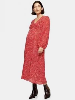 Image of Topshop Maternity Ditsy Midi Dress - Red