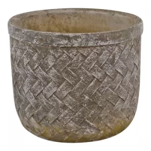 Image of Weave Effect Cement Pot, Medium, 19cm diameter