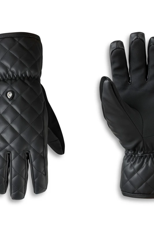 Image of Dare 2b Womens Faux Leather Insulating Gloves in Jet Black Size: Medium Jet Black Female M