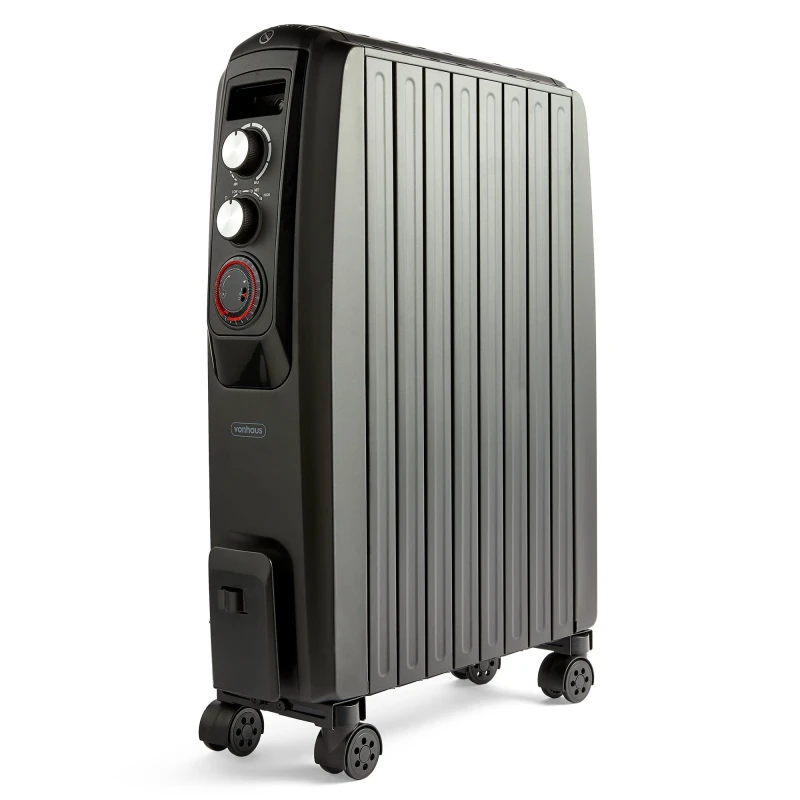 Image of VonHaus Oil Filled Radiator with Closed Fins - 2000W Black unisex One Size
