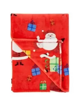 Image of Catherine Lansfield Santas Christmas Presents Throw - Red