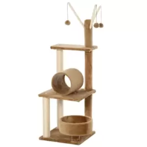 Image of PawHut Plush Cat Tree w/ Sisal Scratching Posts, Perch and Condo - Brown