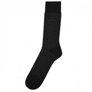 Image of Hugo Boss Mini Pattern Mercerised Cotton Socks Black