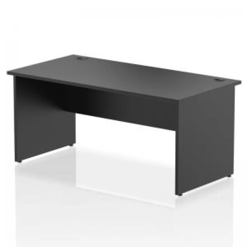 Image of Impulse 1600 x 800mm Straight Office Desk Black Top Panel End Leg DYNI004975