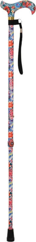 Image of Aidapt Deluxe Patterned Walking Cane Floral Natural
