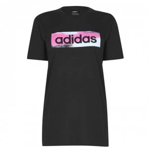 Image of adidas Logo T Shirt Womens - Black/Pink