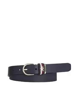 Image of Tommy Hilfiger Timeless Leather Belt - Navy, Size 90, Women