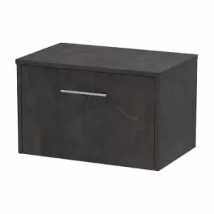 Image of Hudson Reed Juno Wall Hung 1-Drawer Vanity Unit with Worktop 600mm Wide - Metallic Slate