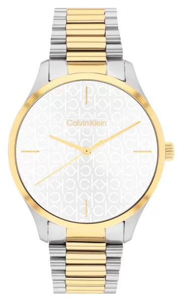 Image of Calvin Klein 25200167 Unisex Silver CK Dial Two Tone Watch