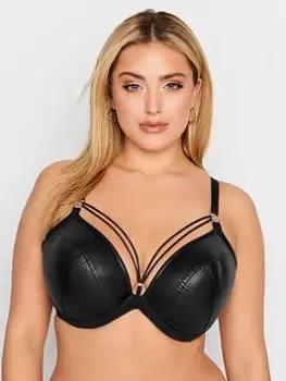 Image of Yours Pu Padded Strappy Bra - Black, Size 42Dd, Women