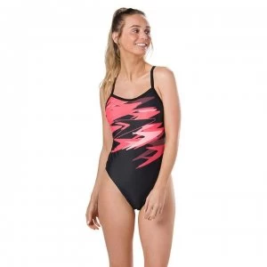 Image of Speedo Boom Plummet Thin Strap Swimsuit Ladies - Black/red