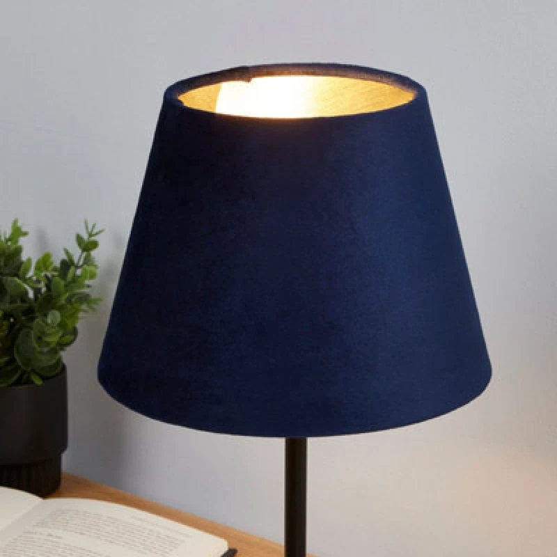 Image of Lighting Collection Velvet Drum Shade Navy unisex 20cm