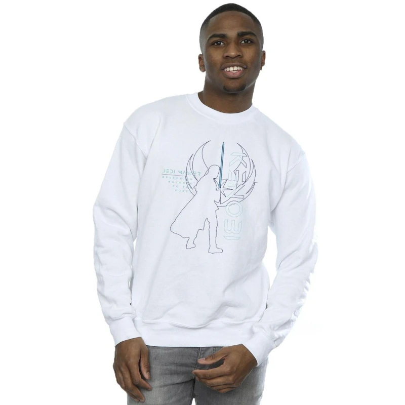 Image of Star Wars Star Wars Men Obi-Wan Kenobi Jedi Master Balance Sweatshirt in White Size: Small White S Male 5059934428102
