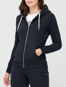 Image of Superdry Orange Label Zip Hoodie - Black, Size 8, Women