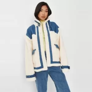 Image of Missguided Denim Mix Jacket - Blue