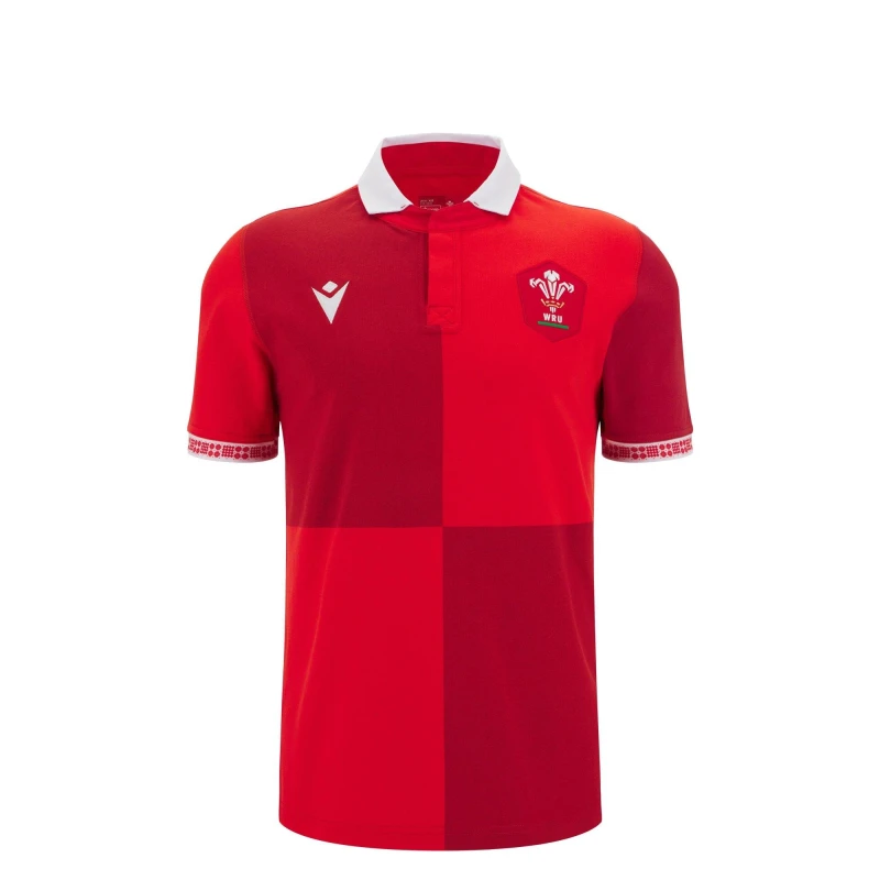 Image of Macron Wales Rugby Home Shirt 2025 Juniors Replica Shirts 7-8 (S) Red 37243308175