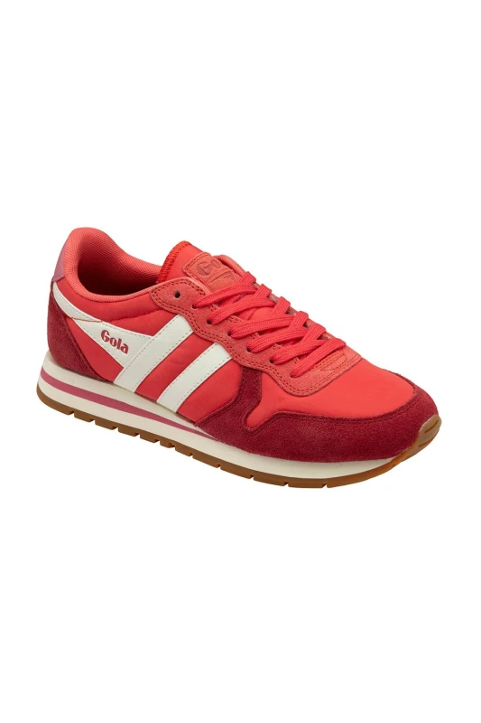 Image of Gola Classics Womens Daytona Chute' Nylon Lace-Up Trainers in Coral Size: 5 Coral Female 5