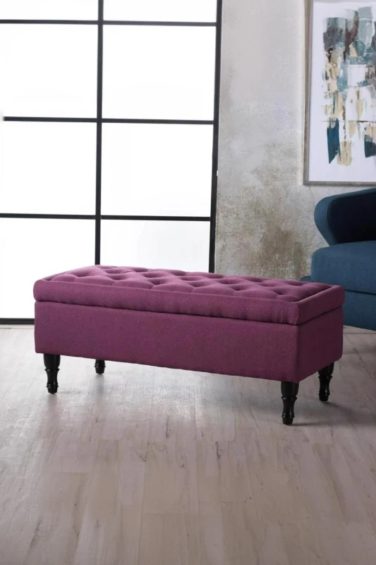 Image of FW Style Fuchsia Fabric Ottoman Storage Bench, Pink 54744.00DFUC-UK