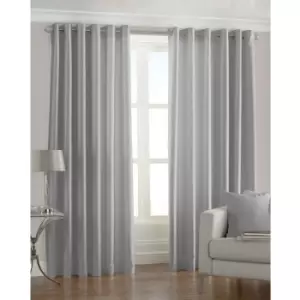 Image of Riva Home Fiji Faux Silk Ringtop Curtains (46x72 (117x183cm)) (Steel) - Steel
