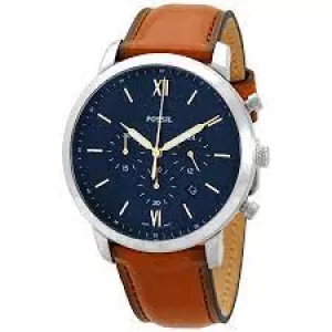 Image of Fossil Mens Neutra Chronograph Luggage Leather Watch And Bracelet Set - Brown