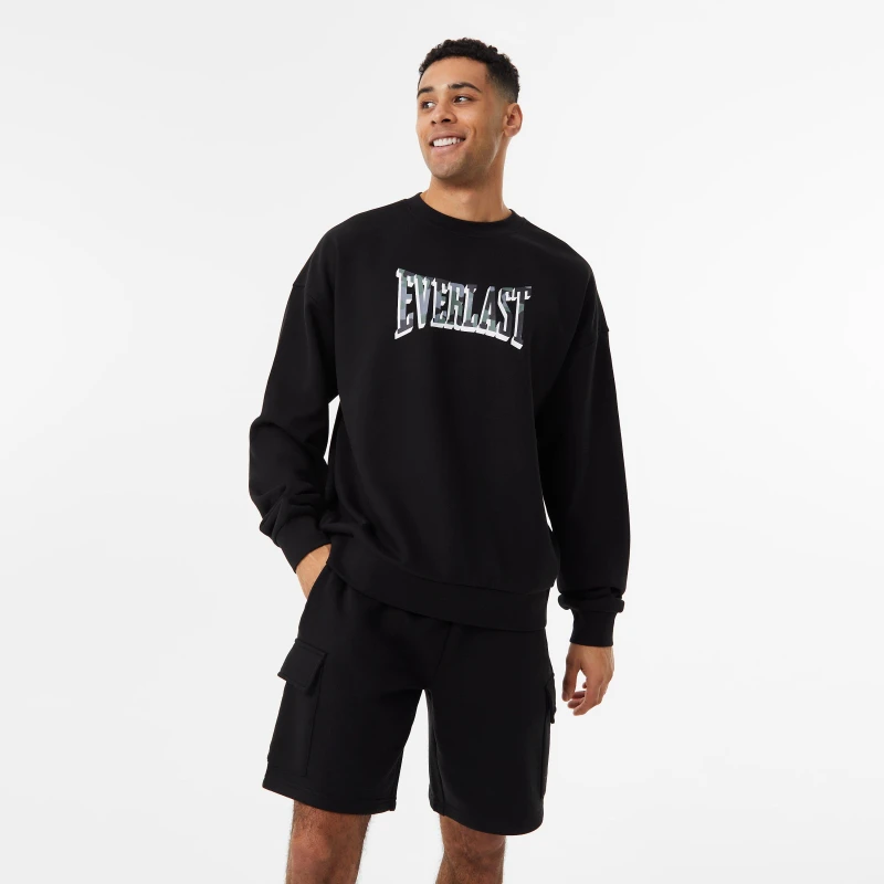 Image of Everlast Camo Logo Sweatshirt Mens - Black S