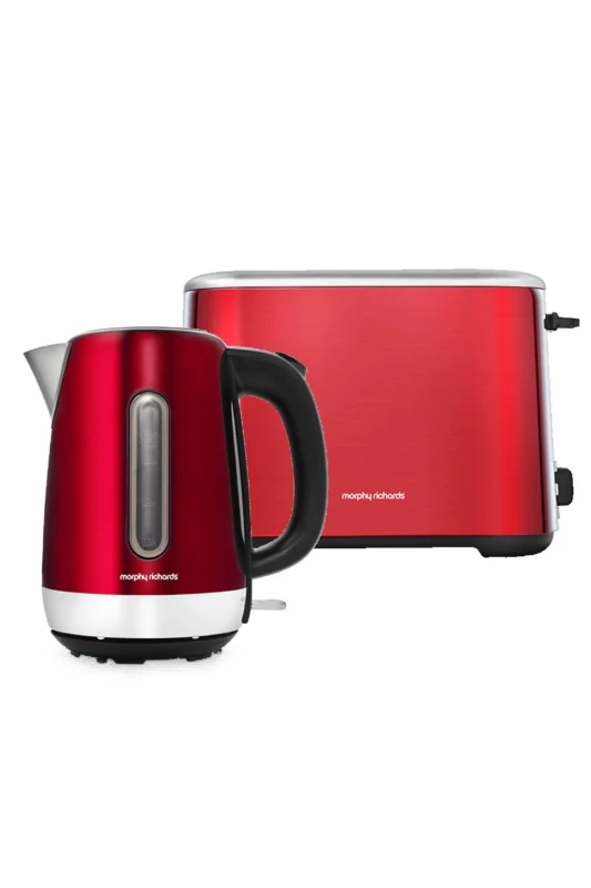 Image of Morphy Richards Equip Kettle and Toaster Set in Red Red One Size Unisex 5056765429957