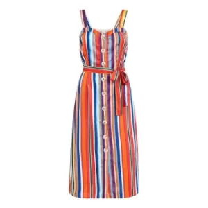 Image of Yumi Multi Stripe Button Through Dress - Multi