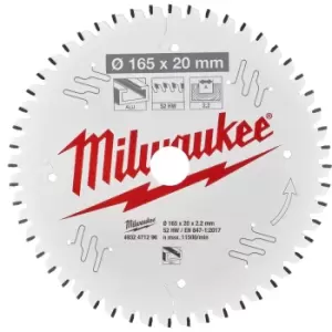 Image of Milwaukee Aluminium Cutting Circular Saw Blade 165mm 52T 20mm