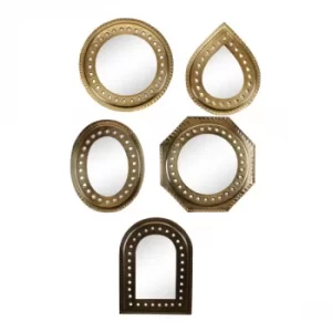 Image of Set of 5 Gold Coloured Decorative Mirrors