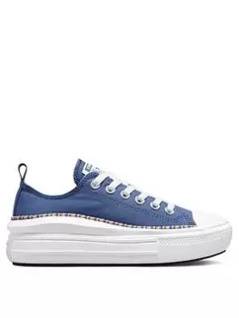 Image of Converse Chuck Taylor All Star Ox Junior Girls Move Friendship Bracelet Platform Trainers -Blue/Multi, Blue/Multi, Size 4