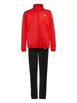 Image of adidas Kids Boys Badge Of Sport Full Zip Tricot Tracksuit - Bright Red, Bright Red, Size 7-8 Years