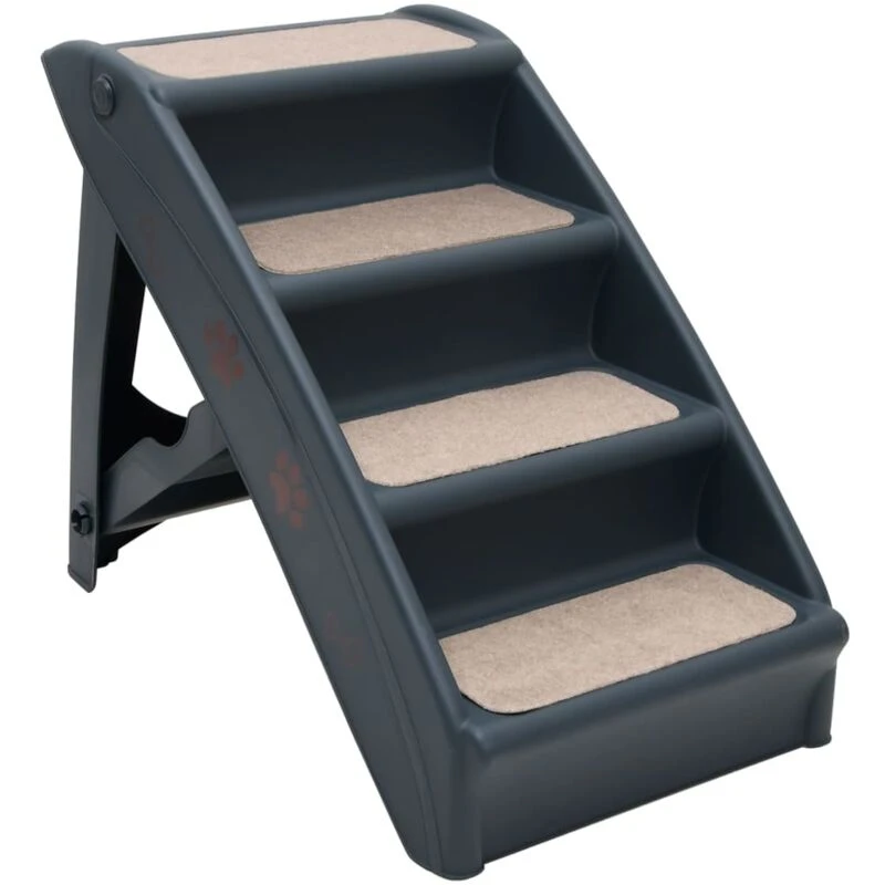 Image of VIDAXL Folding 4-Step Dog Stairs Dark Grey Vidaxl 8720286344637