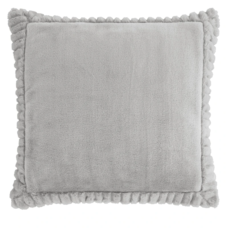 Image of Catherine Lansfield Velvet Faux Fur Cosy Cushion Silver 55X55CM MM13102
