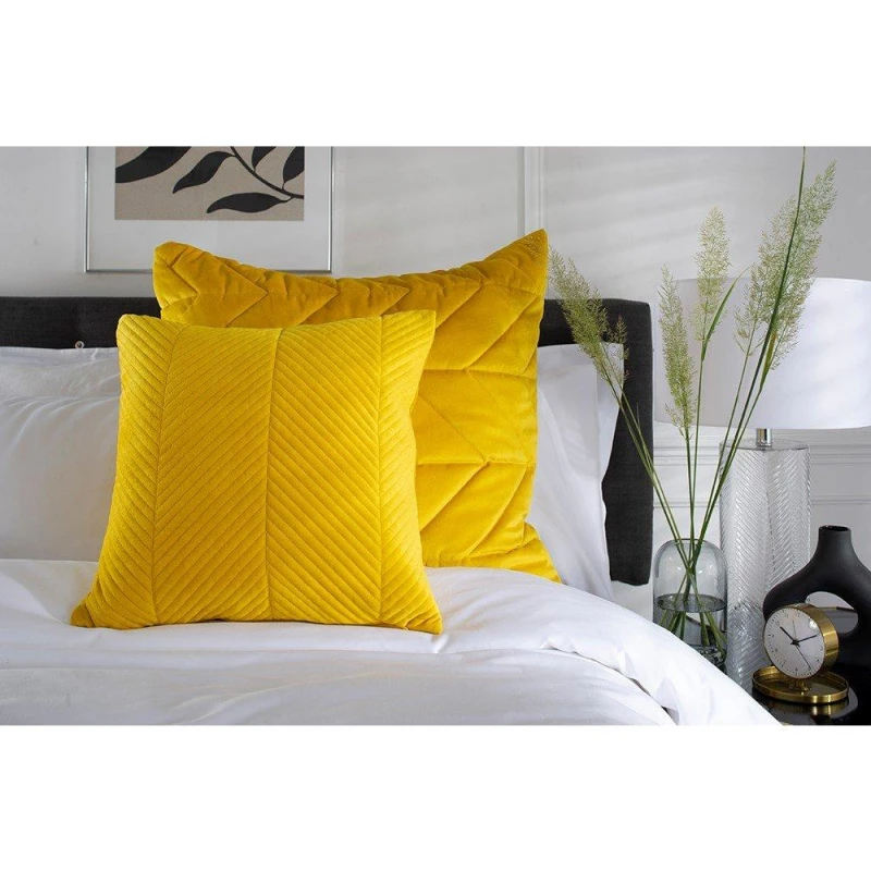 Image of The Lyndon Company Chevron Velvet Pillowcases Saffron unisex One Size