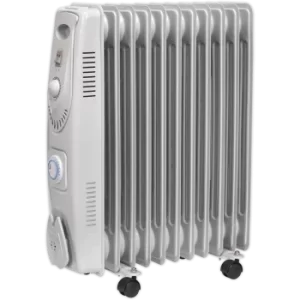 Image of Sealey RD2500T Oil Filled Radiator with Thermostat and Timer 240v