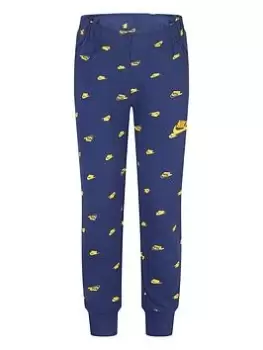 Image of Nike Kids Boys AOP Club Seasonal Jogging Bottoms - Dark Blue, Dark Blue, Size 4-5 Years