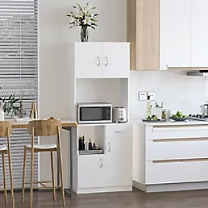 Image of Homcom Freestanding Kitchen Cabinet Storage Buffet with Hutch Cupboard Organiser
