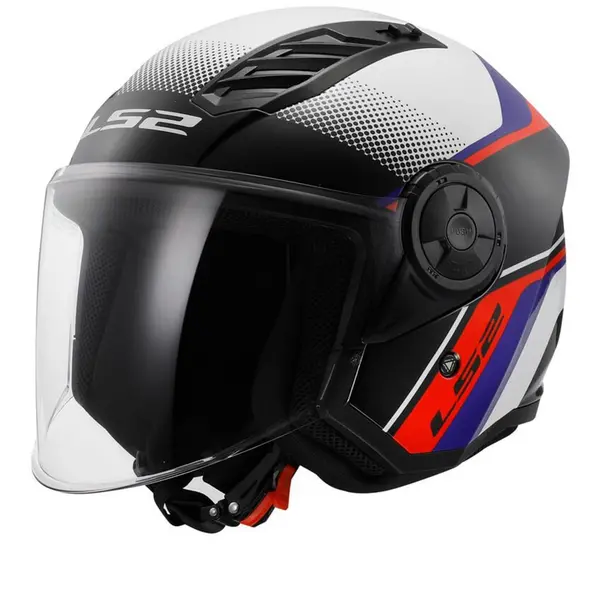 Image of LS2 OF616 Airflow II Rush White Blue Red Jet Helmet Size XS